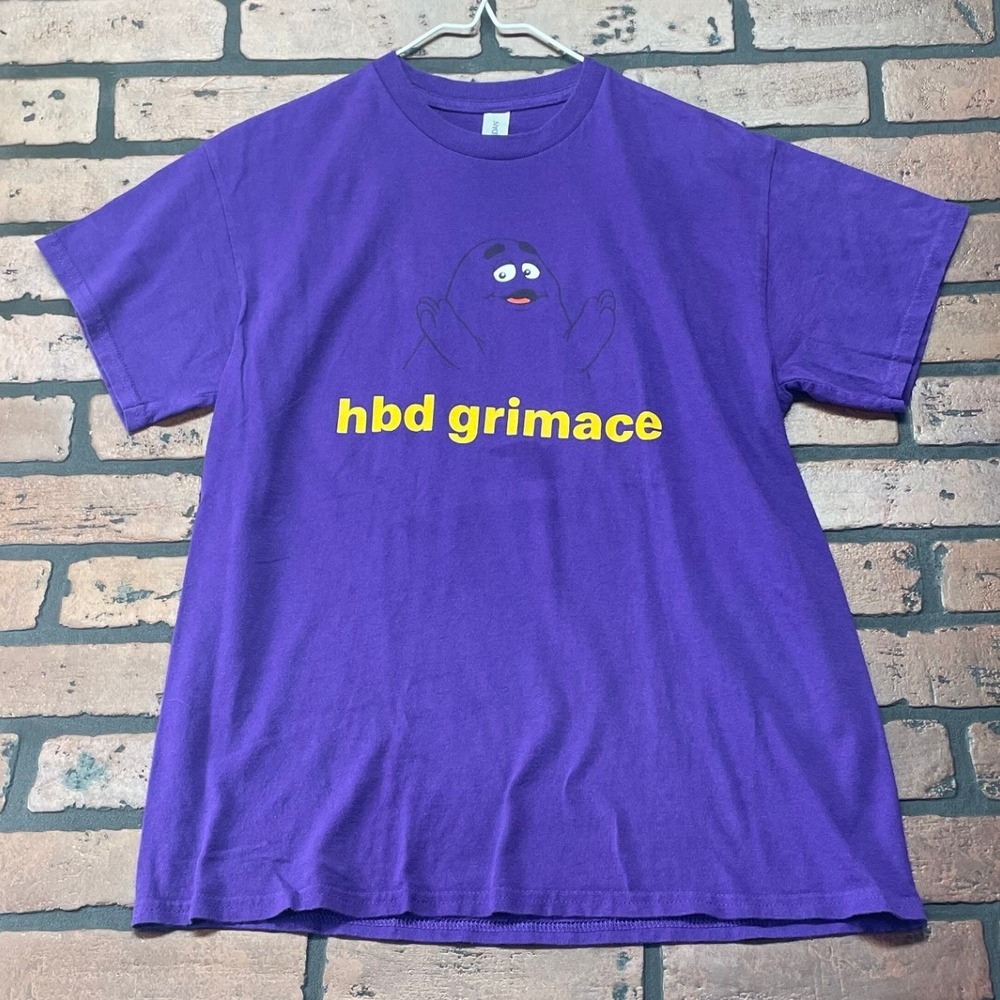 Gildan Purple McDonald's Grimace Graphic Tee Shirt Men's Medium Shake